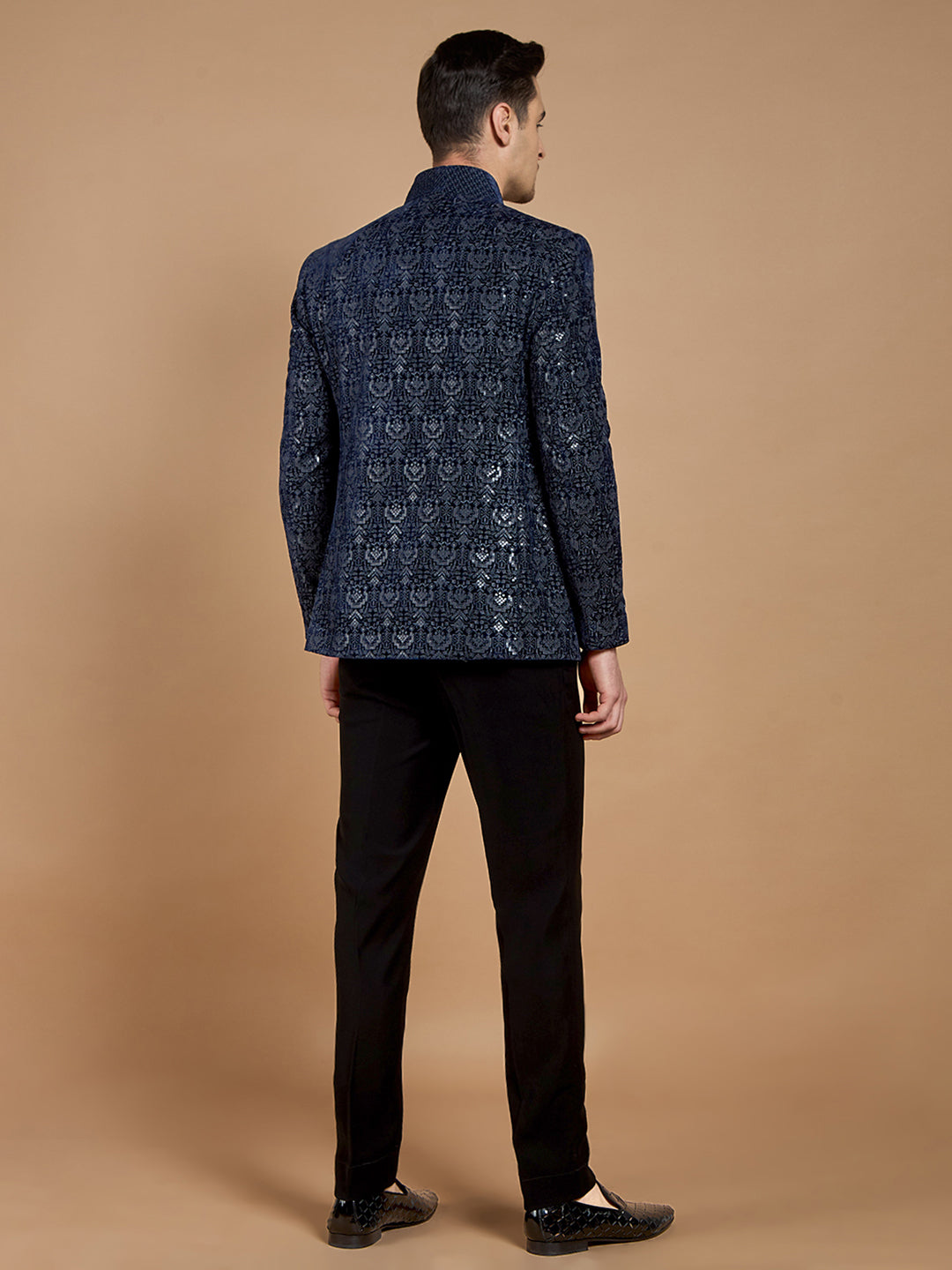 Navy Blue Sequins Suit