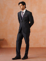 Men’s  Grey Textured Peak Collar Suit Set