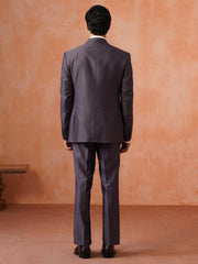 Men’s  Grey Textured Shawl Collar Suit Set