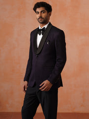 Men’s Purple Textured Shawl Collar Suit Set
