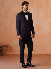Men’s Purple Textured Shawl Collar Suit Set