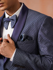 Men’s  Grey Sequence Shawl Collar Suit Set