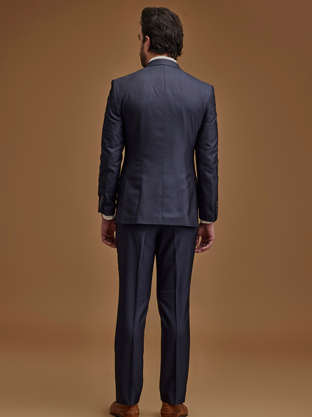 Single Breasted Textured Grey Suit 